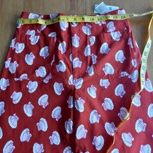 NWT Anthropologie Maeve The Colette Cropped Wide leg Pant Red Sea Shells Sz 28